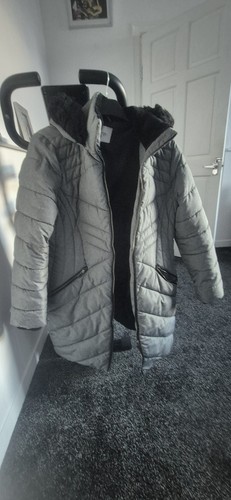 Ladies quilted coat with hood - coat,