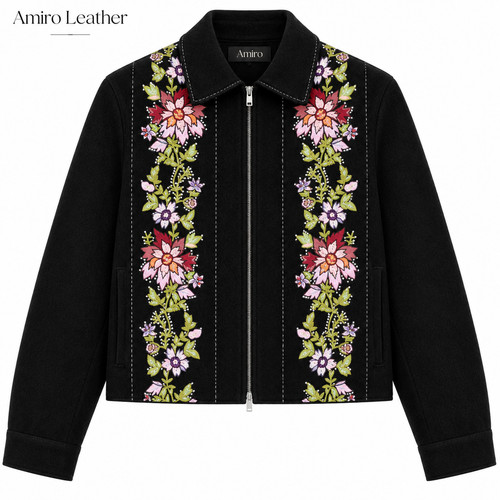 Amiro black wool floral - wool,