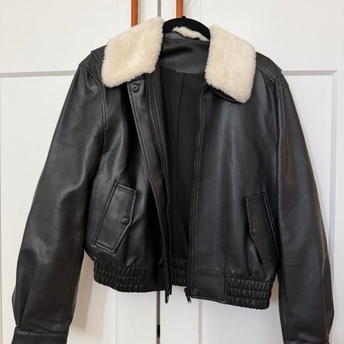 Black faux leather - leather, with
