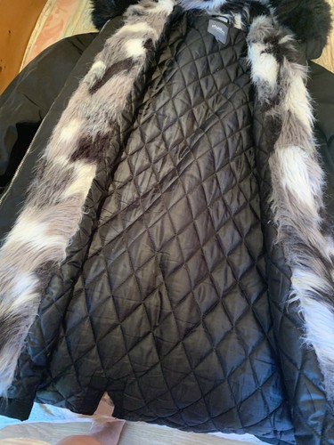 Ladies black parker style coat - black,