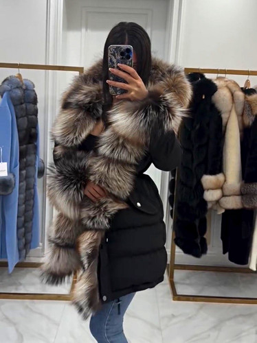 Luxury parka jacket with fox